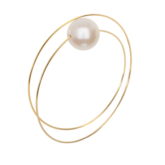 Circle Wrap Bangle with Large Round Freshwater Pearl