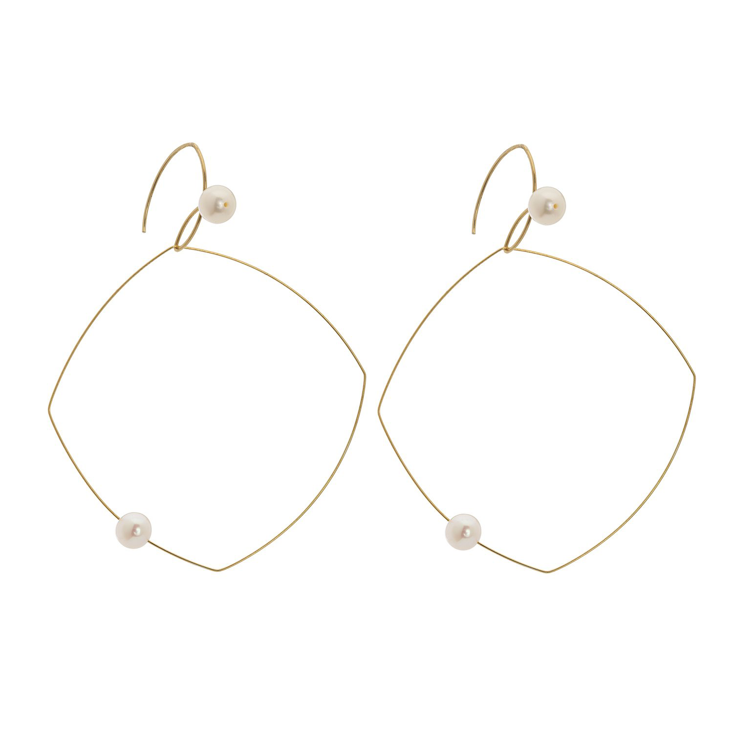 Multi Wear Square Earrings with Round Freshwater Pearls