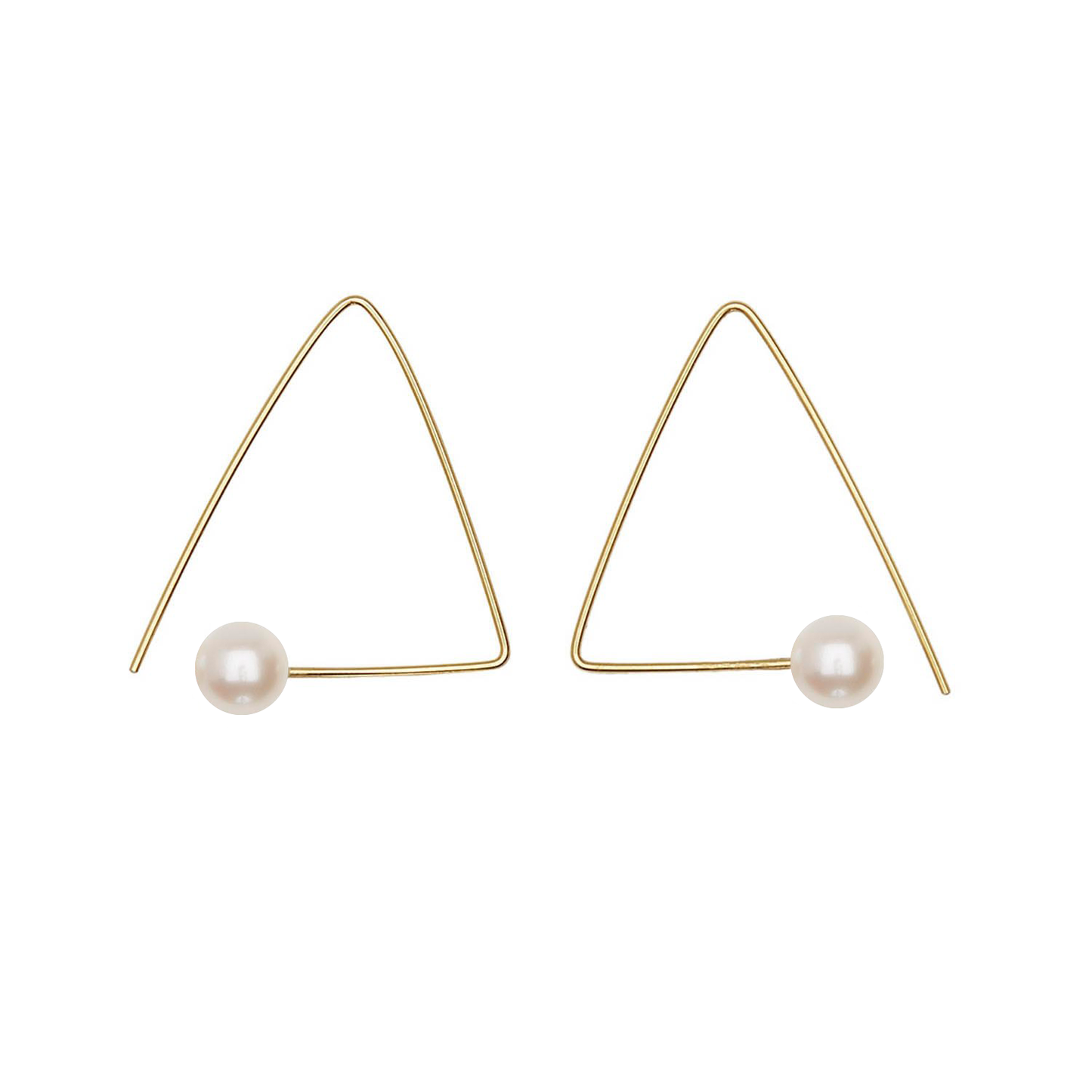 Petite Triangle Lobe Huggers with Round Freshwater Pearls