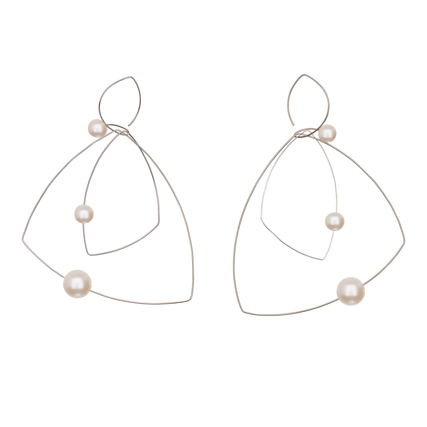 'Morph It' Earrings with Round Freshwater Pearl Trio