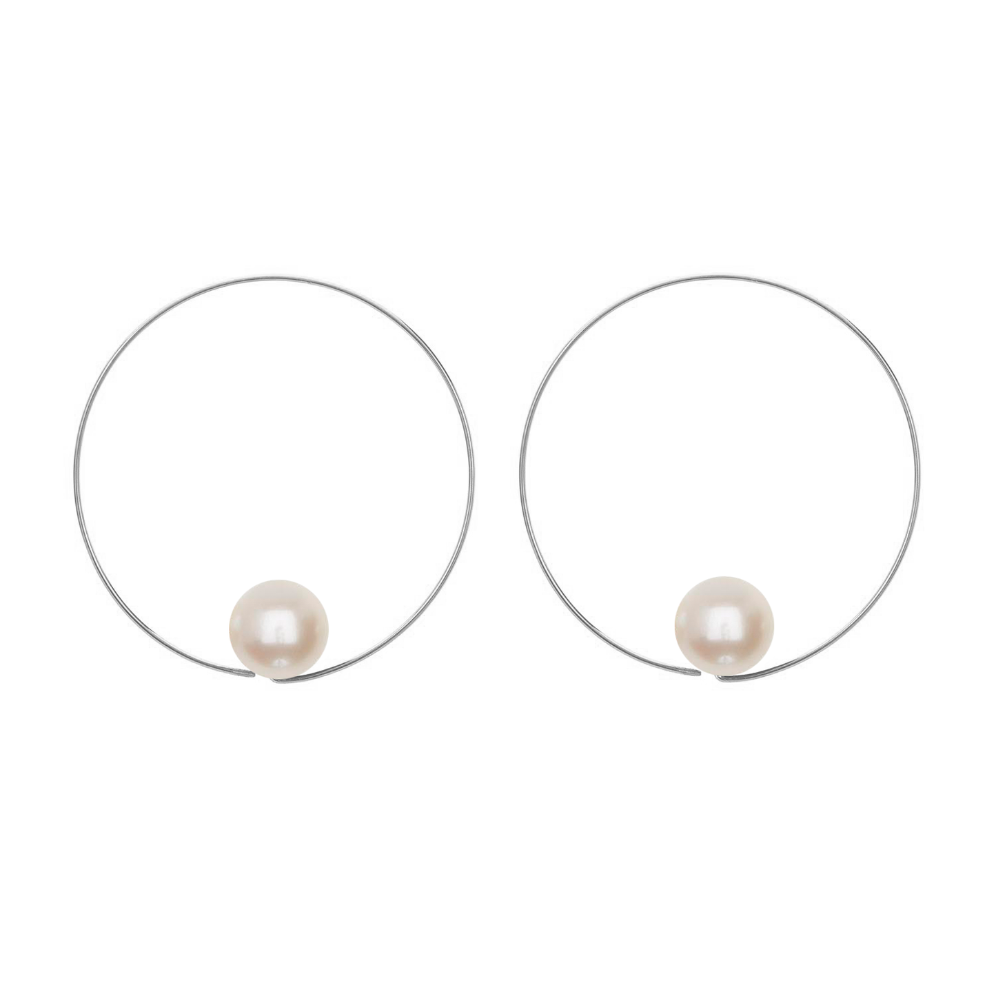 Extra Small Round Hoops with choice of Freshwater Pearls (9mm)