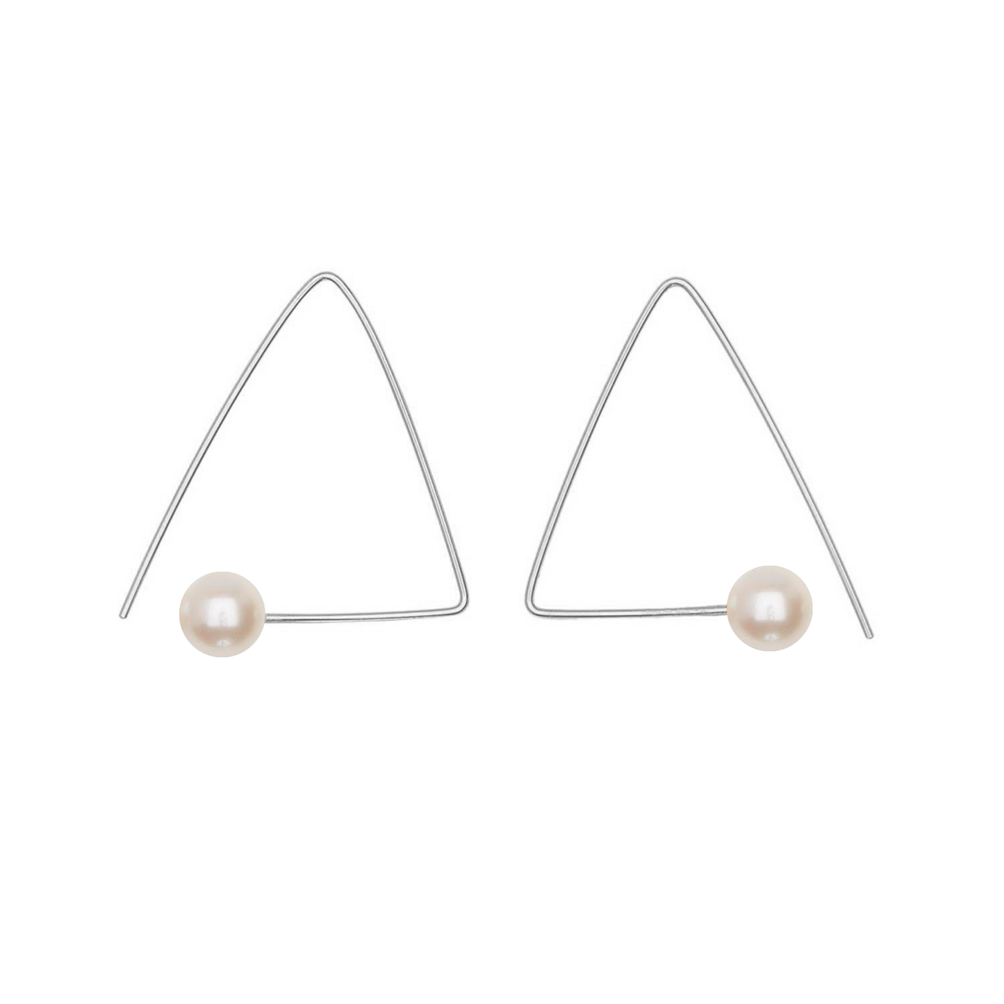 Petite Triangle Lobe Huggers with Round Freshwater Pearls