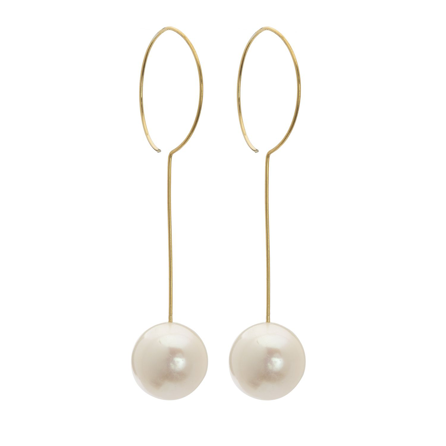 Long Drop Earrings with Round Freshwater Pearls (12mm)
