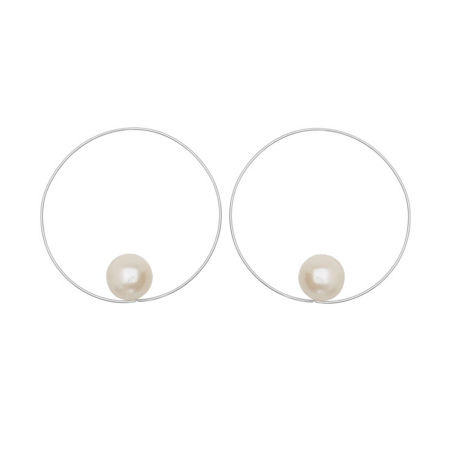 Small Round Hoops with Large Round Freshwater Pearls